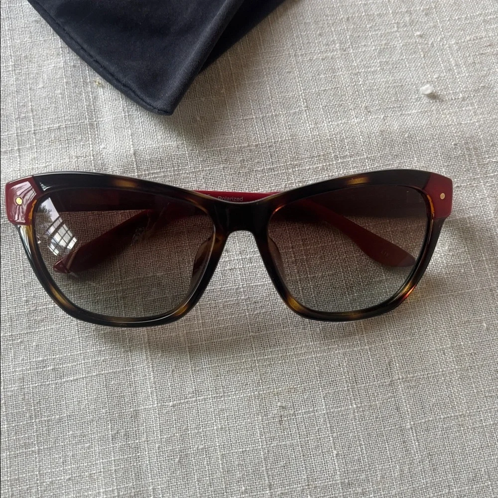 Tortoise Shell Sunglasses with Red Accents